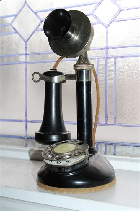 Antique Black Candlestick Telephone Stromberg Carlson Rotary Dial