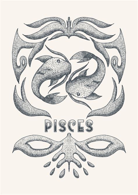 Pisces Zodiac Print Astrology Art Constellation Cosmic Wall Art Boho