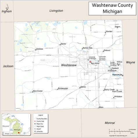 Washtenaw County Map Michigan Where Is Located Cities Population