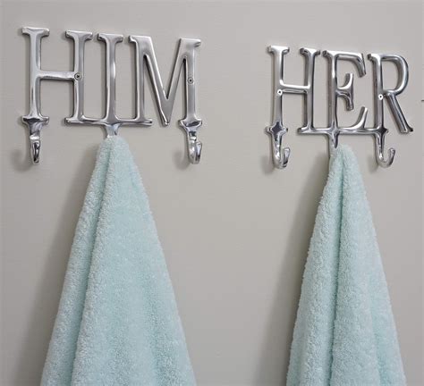 Him And Her Towel Hooks For Bathrooms Wall Mounted Towel