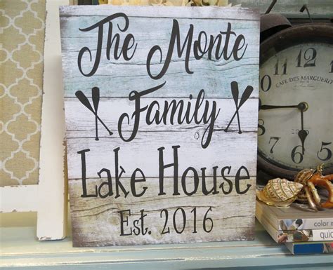 Wood Lake Sign Lake House Decor Personalized Lake House Etsy Lake