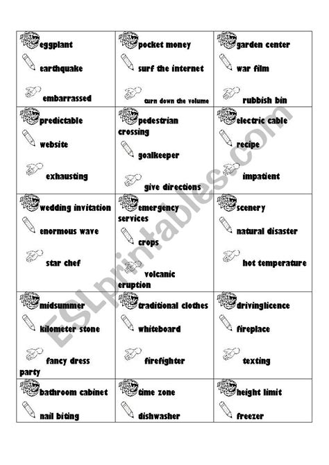´activity´ Cards Charades With Show Tell And Draw Esl Worksheet By