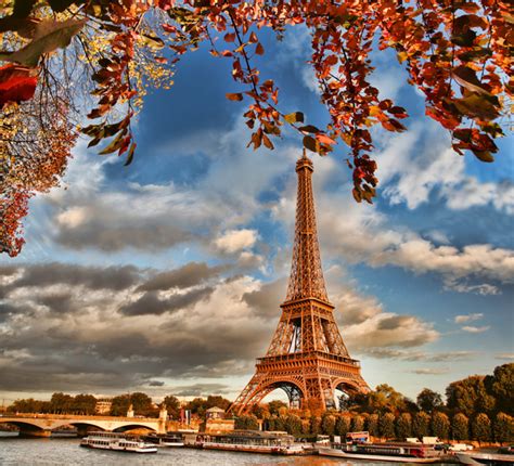 Eiffel Tower With Autumn Leaves In Paris Stock Photo 06 Free Download