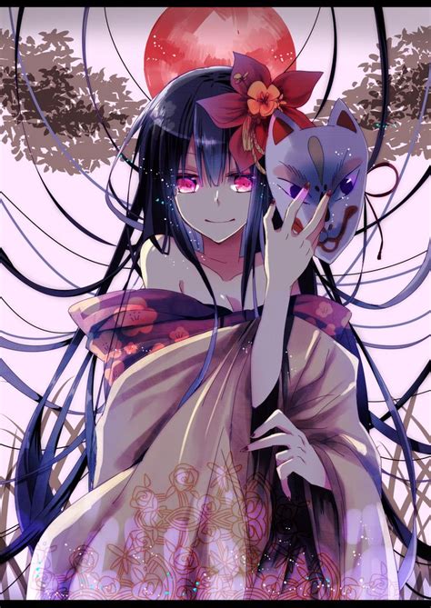 Anime Girl In Kimono With Mask My Anime World Pinterest