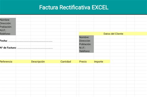 Plantilla Excel Modelo De Factura Rectificativa Gratis