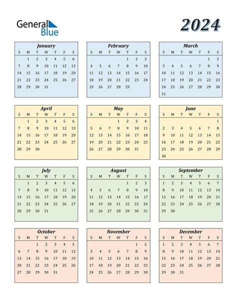 2024 Yearly Calendar 2024 Calendar Printable 2024 Calendar Templates
