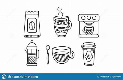 Pot Machine Paper Coffee Utensils Drawn Kitchen
