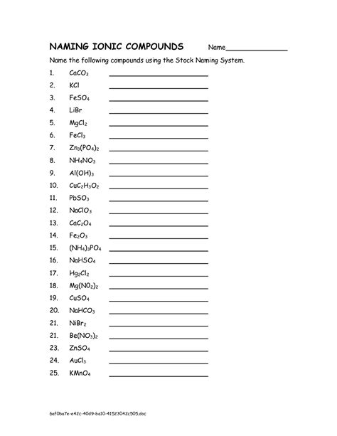 11 Best Images Of Writing Ionic Compounds Worksheet Writing Formulas