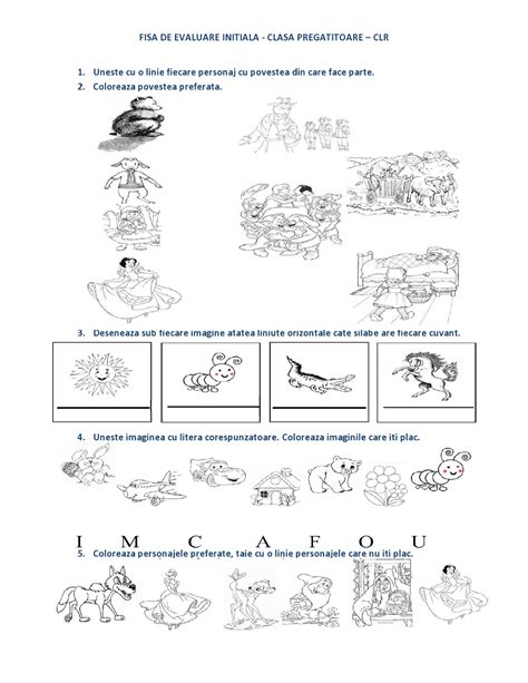 Fisa De Evaluare Initiala Clasa Pregatitoare Clr Comunicare In