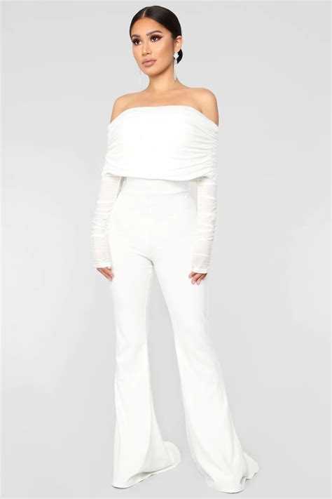 Kendall Ruched Jumpsuit White White Jumpsuit Outfit Fashion Nova