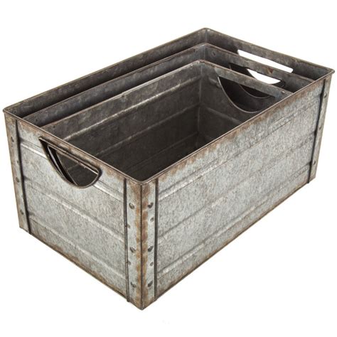Galvanized Metal Rectangle Container Set Hobby Lobby 1549351