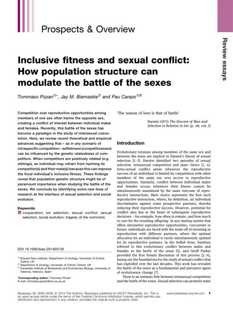 Pdf Inclusive Fitness And Sexual Conflict How Population Structure Can Modulate The Battle Of
