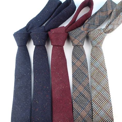 European Men S Wool Necktie Skinny Dot Narrow Knitted Tie Casual Plaid Bow Ties England Cravat