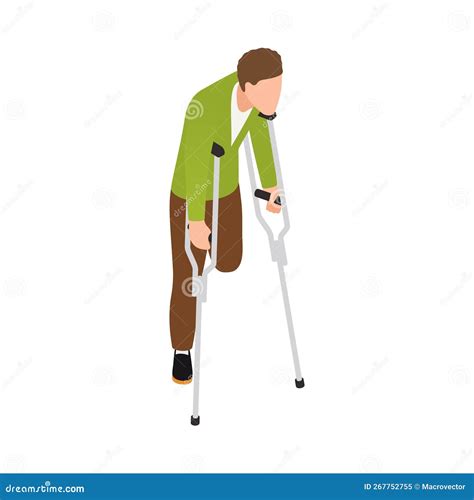 Man On Crutches Composition Stock Illustration Illustration Of
