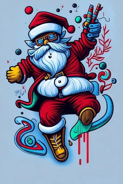 Premium Ai Image Vector Ready To Print Colorful Graffiti Santa Claus