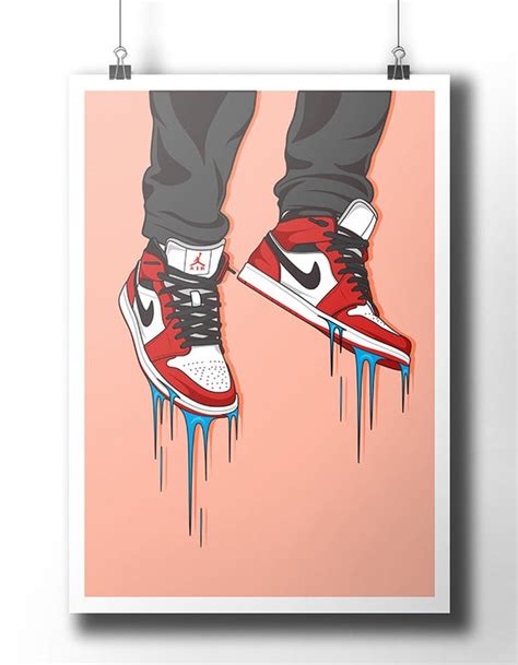 Nike Air Jordan Sneaker Poster Wall Art Nike Trainer Etsy