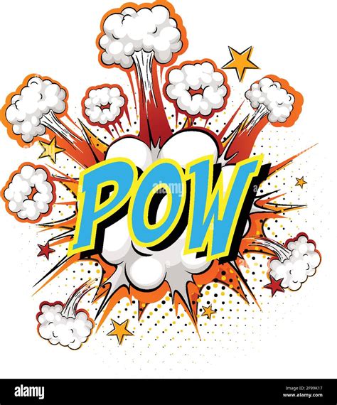 Word Pow On Comic Cloud Explosion Background Illustration Stock Vector