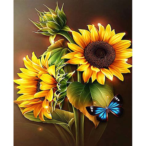 Yellow Two Sunflowers 5d Diamond Painting Five