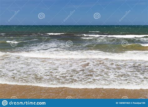 Stunning View Of The Ocean Calm Surf With Quiet Waves Reaching The