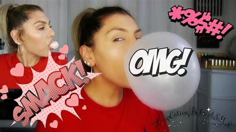 Asmr Doing My Makeup Blowing Big Bubblegum Bubbles No Talking Youtube