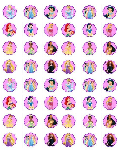 Printable Disney Princess Bottlecap Labels Digital Download Disney