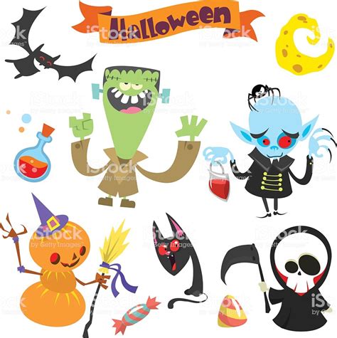 Cute Cartoon Halloween Characters Icon Setfrankenstein