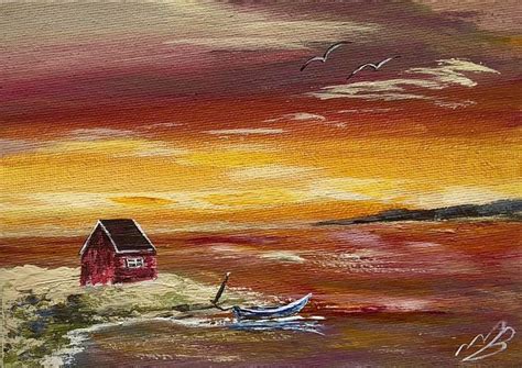 Fishermans Hut 2018 Acrylic Painting By Marja Brown Painting