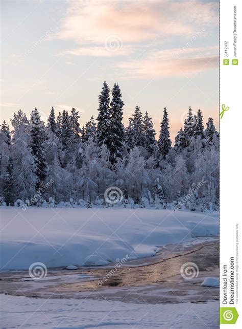 Winter Wonderland Lapland Scene Sunset Stock Photo Image