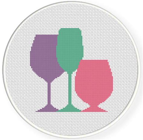 charts club members only colorful wine glasses cross stitch pattern daily cross stitch