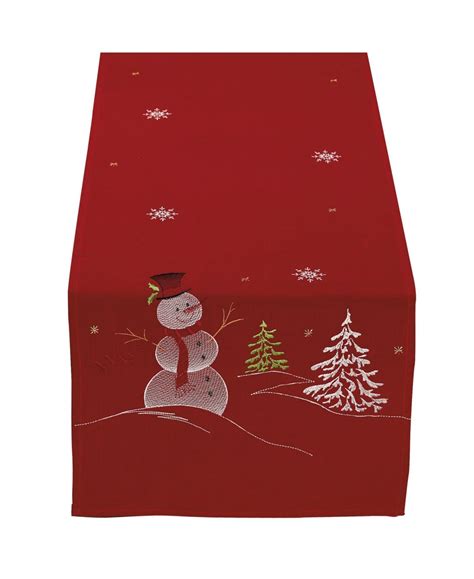 Design Imports Embroidered Snowman Table Runner And Reviews Table