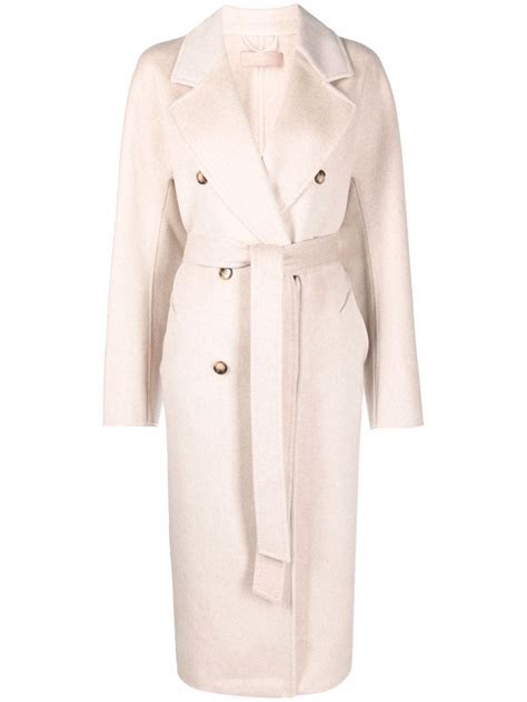 12 Storeez Double Breasted Trench Coat In Nude ModeSens