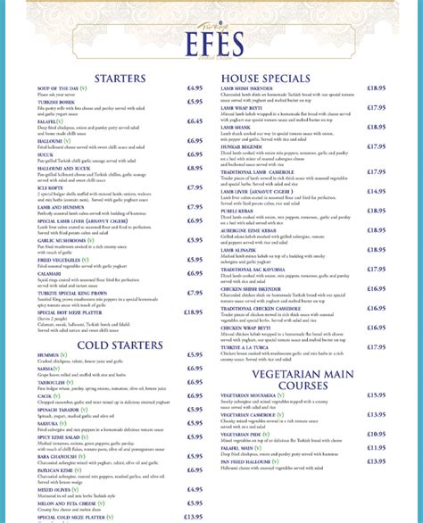 Turkiye Efes Restaurant Glasgows Full Menu Online