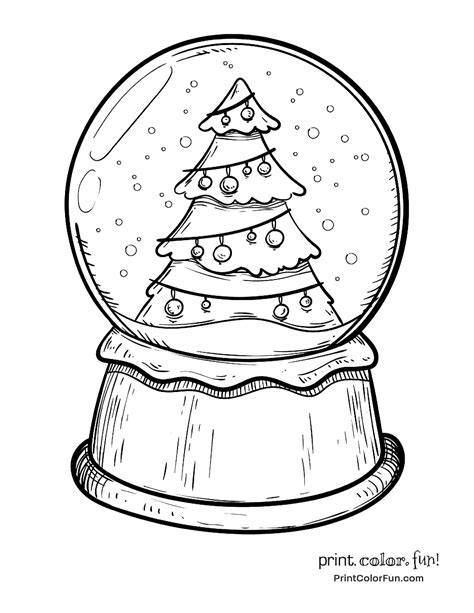 Christmas tree coloring pages are fun, but they also help kids develop many important skills. Snow globe with a Christmas tree coloring page - Print ...