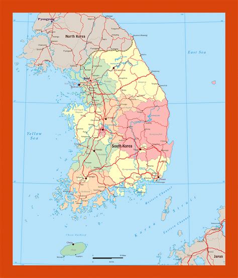 Political And Administrative Map Of South Korea Maps Of South Korea Maps Of Asia Gif Map