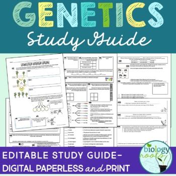 Unit test 5 answer key.doc. Genetics Study Guide by Biology Roots | Teachers Pay Teachers