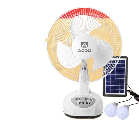 Solar Electric Fan 12 Inch Rechargeable 2 Led Lights 220v Ac Desktop Electric Fan Outdoor Fan
