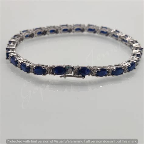 Natural Blue Sapphire Bracelet Sterling Silver Bracelet Etsy