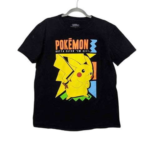 pokemon pikachu catch em all tshirt large black retro… gem