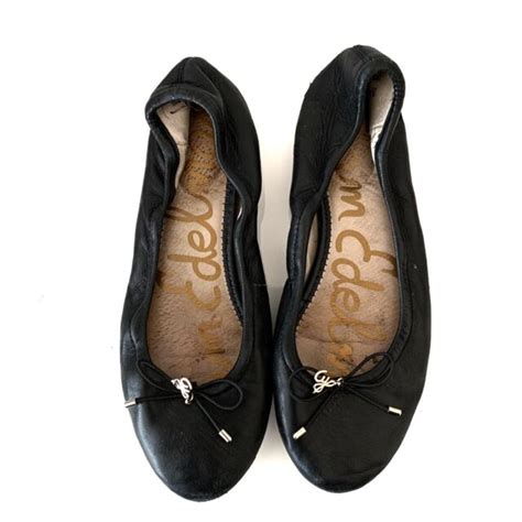 Sam Edelman Womens Felicia Black Leather Ballet Flats Size 6 Medium
