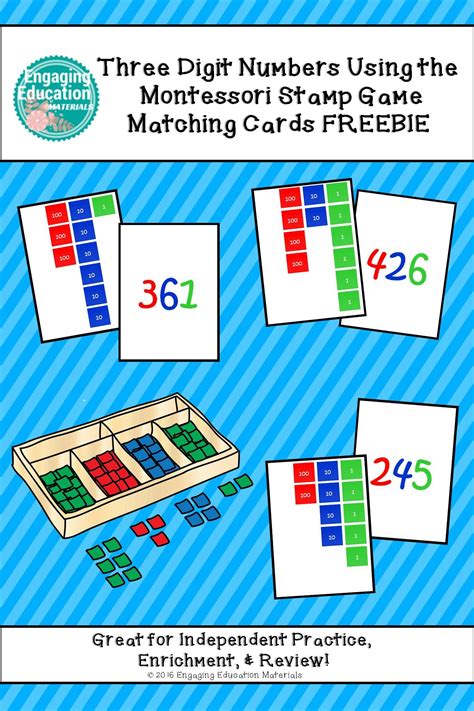 Three Digit Numbers Using The Montessori Stamp Game Matching Cards