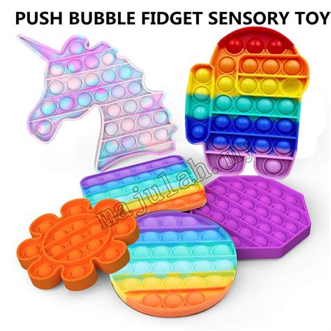 Shop pop it toy & more. New Unicorn Pop Its Round Fidget Toy Push bubble stress ...