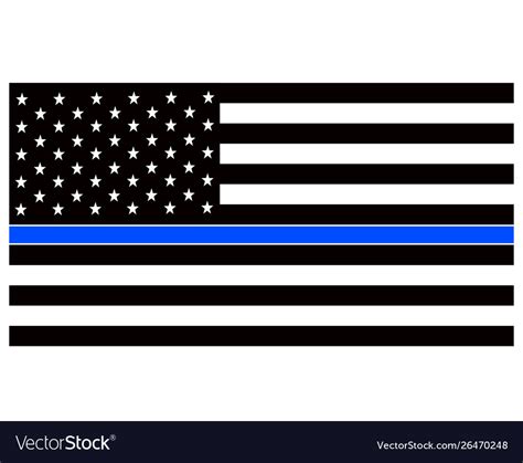 American Police Flag Thin Blue Line Royalty Free Vector