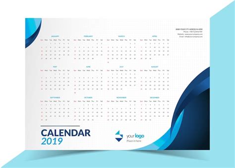 Premium Vector 2019 Business Calendar Template