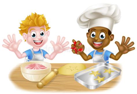 Cartoon Boys Baking Cakes Stock Vector Illustration Of Cartoon 84409039