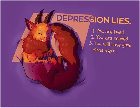 Depression Lies Snuggly Gargoyle Mental Health Poster For