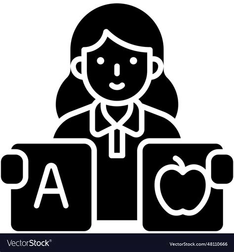 Female Teacher Holding Alphabet Flash Card Icon Vector Image