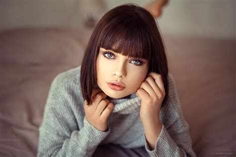 Hd Wallpaper Models Marie Grippon Black Hair Blue Eyes Brunette