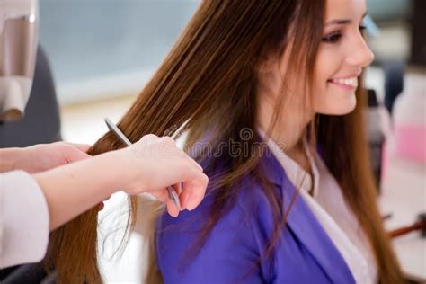 The Woman Getting Her Hair Done In Beauty Shop Stock Image Image Of