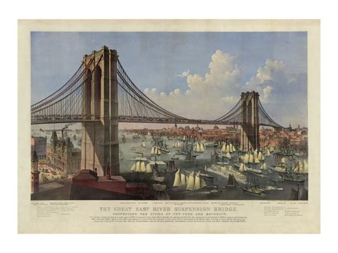Brooklyn Bridge Vintage Currier And Ives Wall Art New York East River