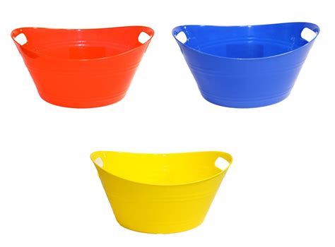 Set Of 3 Small Plastic Oval Handy Storage Tubs With Handles Storage
